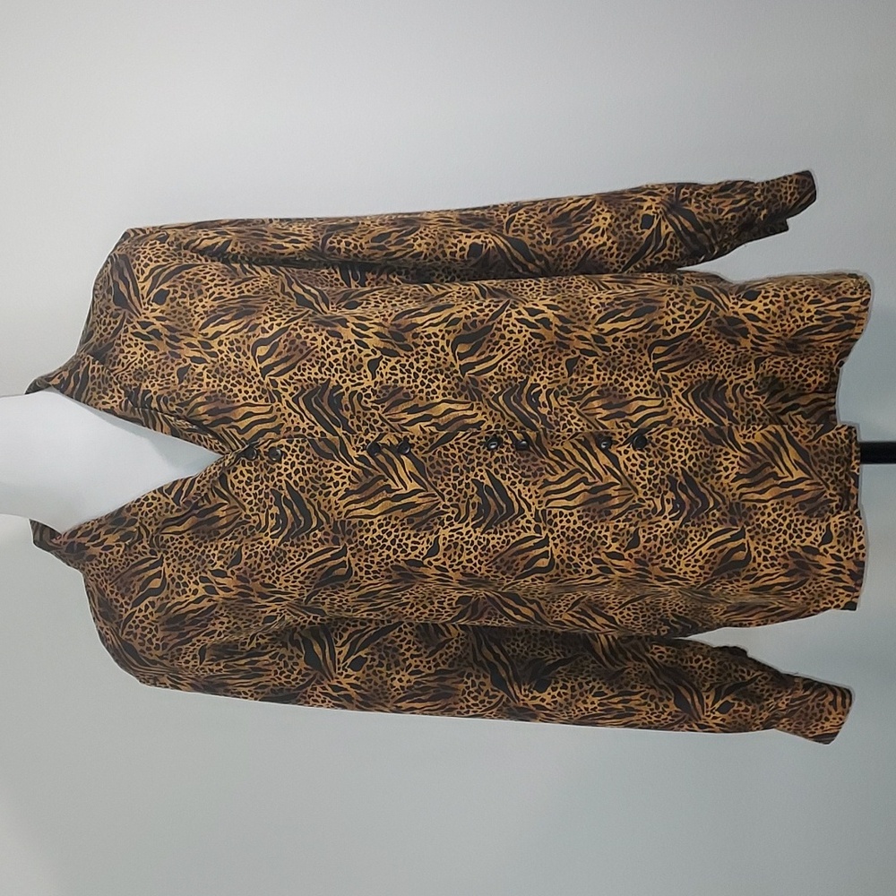 Vintage Milano Design Group 100% Silk Animal Print L/S Button Up Blouse Shirt S